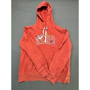 Aeropostale Red Floral Embroidered Hoodie Sweatshirt Women's Size Medium‎